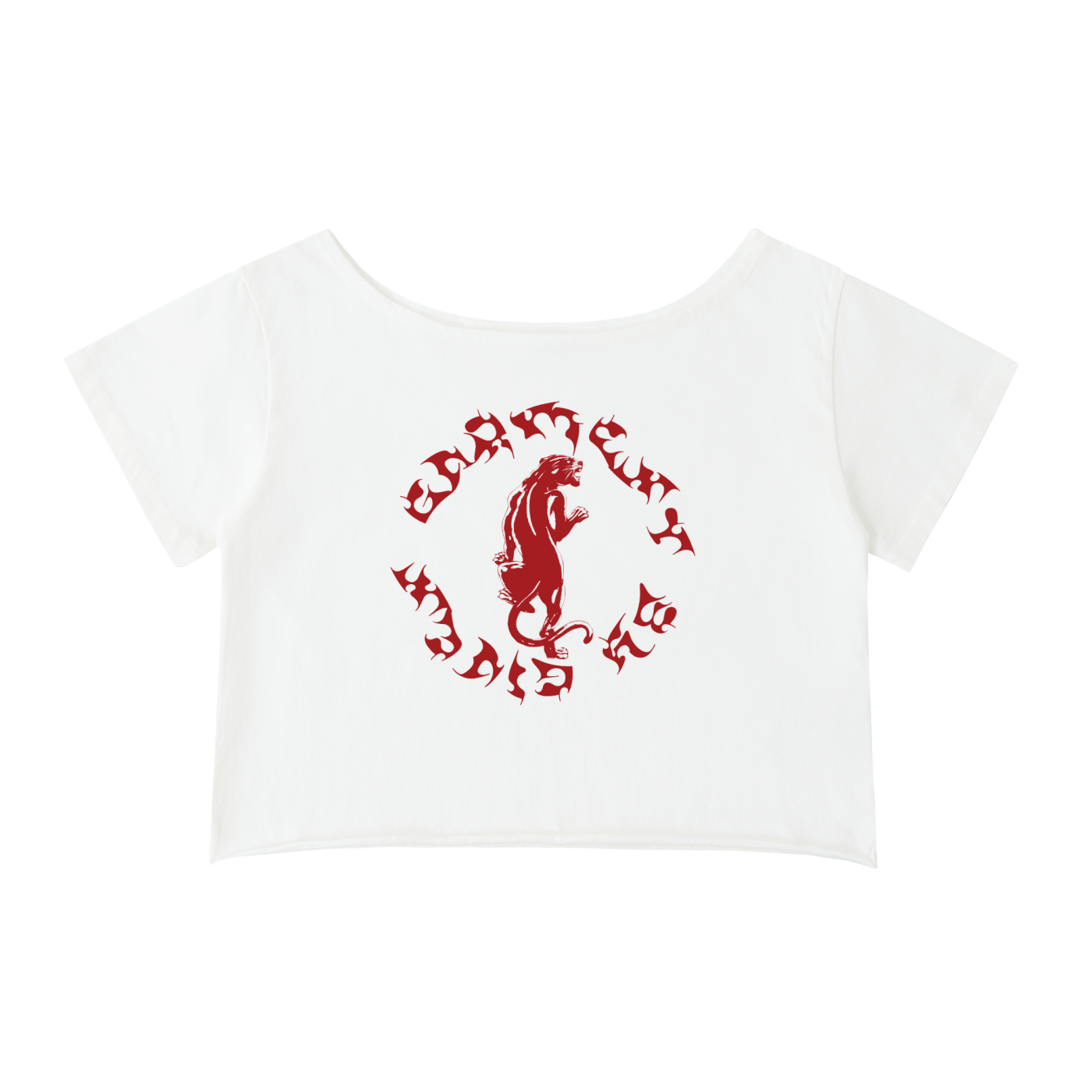 Panther Off-Shoulder Rolled Hem T-Shirt
