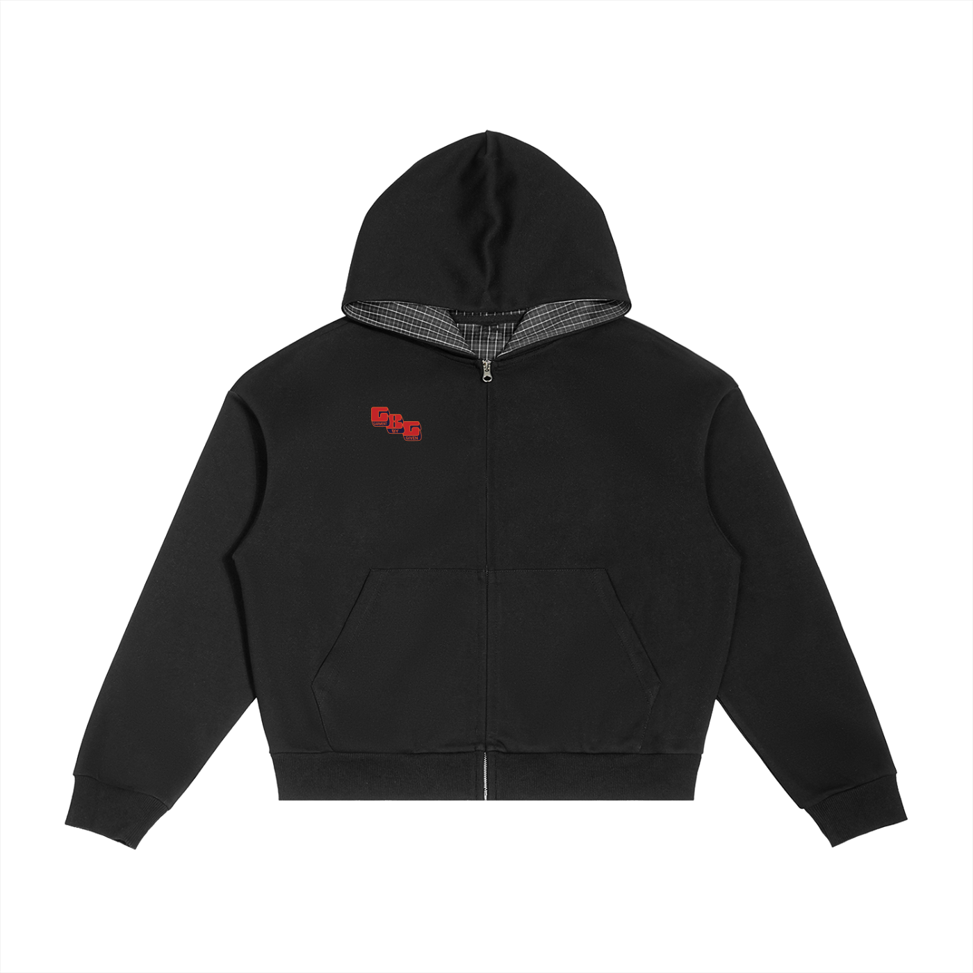 Plaid Boxy Zip Hoodie